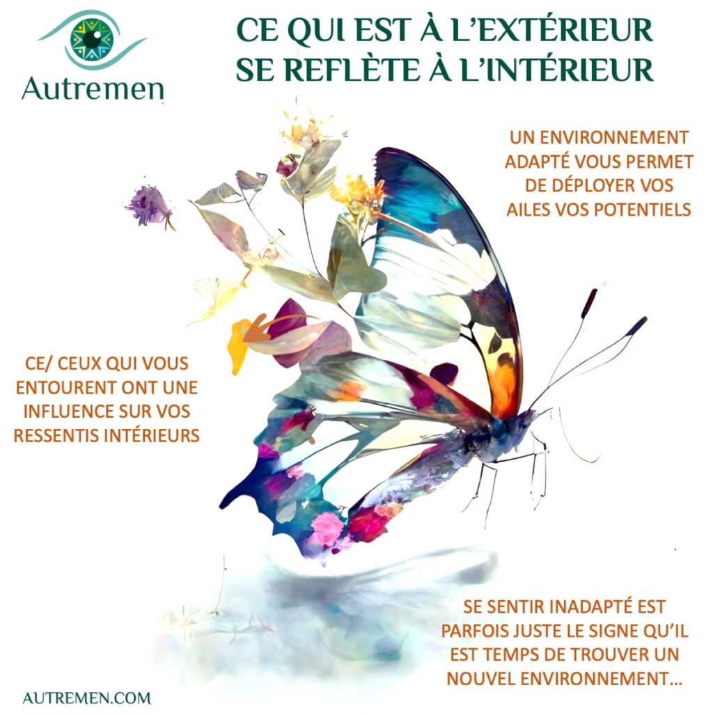 les émotions intérieures se reflètent à l'extérieur et les émotions extérieures se reflètent à l'intérieur de moi