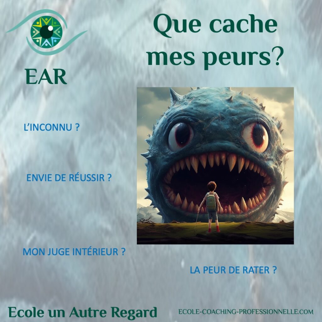 mes peurs : c'est une émotions comme les autres, sauf que parfois elle est cachée Oui elle apprenti comme un tsunami émotionnel mieux comprendre sa peur grâce au coaching et à l'intelligence émotionnelle voila ce que propose EAR école de coaching un autre regard EAR une école coaching professionnelle spécialisée pour les HPI, Hauts-potentiels zèbres une pédagogie intégrative corps-coeur cerveau